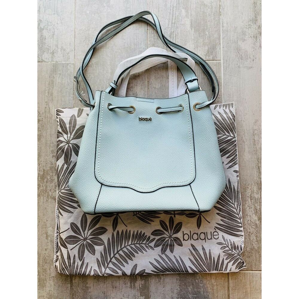 BLAQUE Shoulder Handbag Argentina Pebbled Leather Dusty Blue Tote Bag Designer